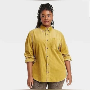 Houston White Adult Wide Wale Corduroy button up shirt